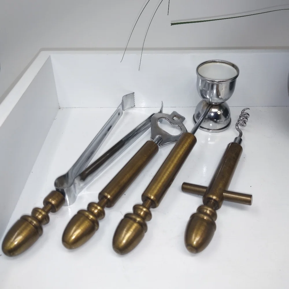 Antique Brass Bartender 4pc. Tool Set